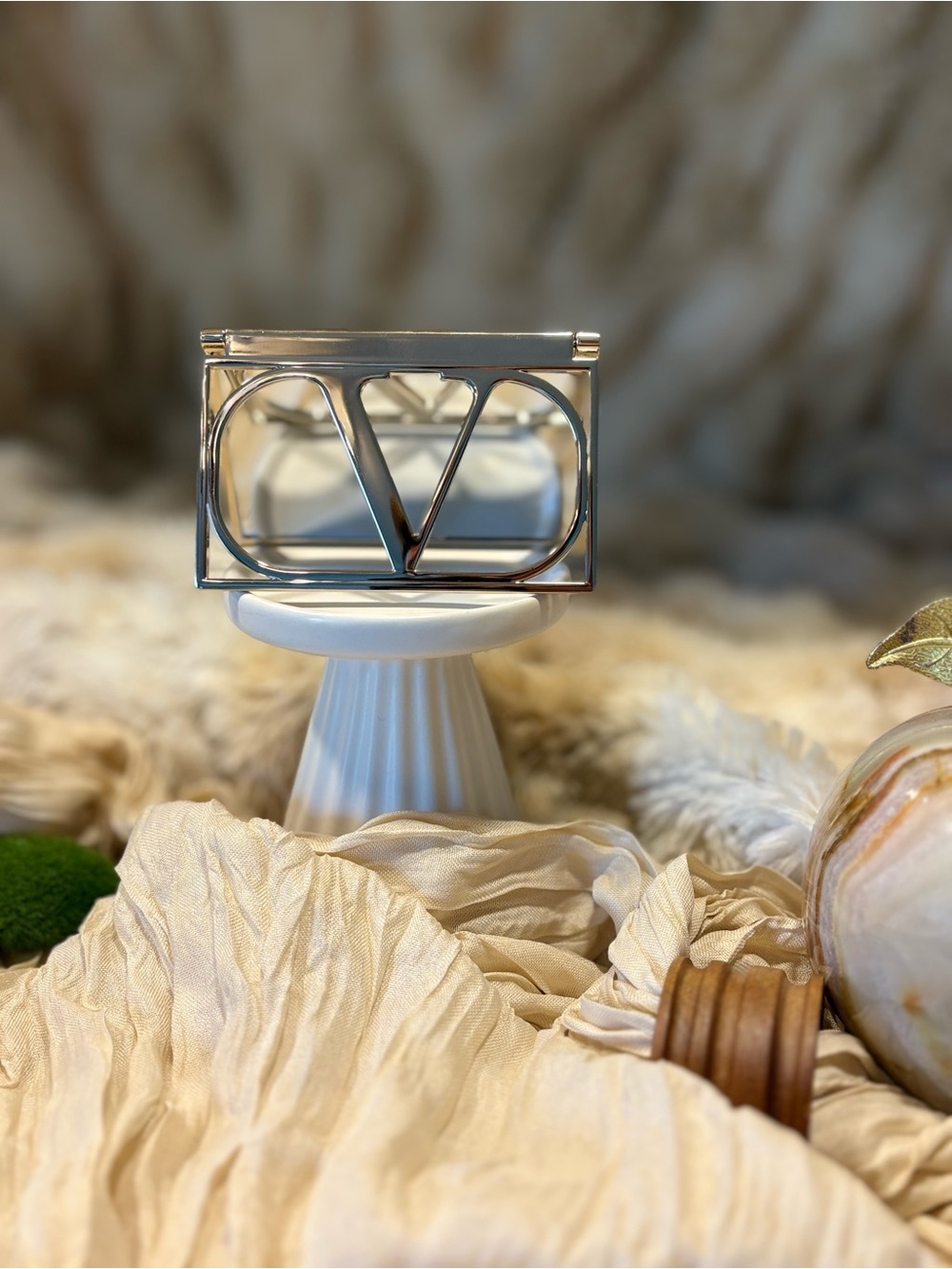 Valentino Beauty Gold V-Logo Compact Mirror